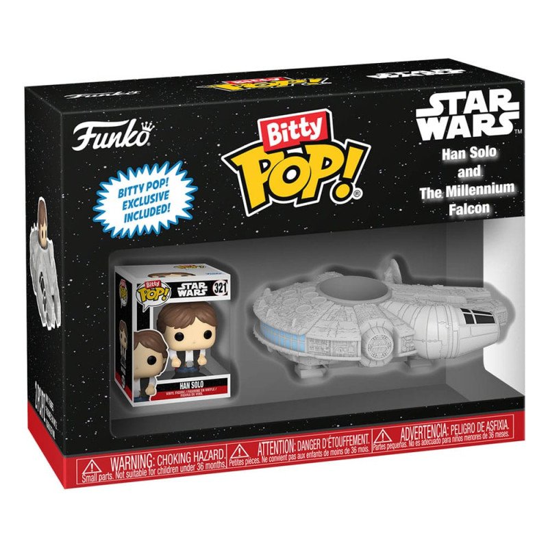 Star Wars Bitty POP! Rides Vinyl Figura Display Han Solo w/Millenium Falcon 2,5 cm Star Wars Bitty POP! Rides Vinyl Figura Display Han Solo w/Millenium Falcon 2,5 cm