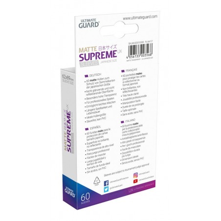 Ultimate Guard Supreme UX Sleeves Japanese Size Clear Matte (60)