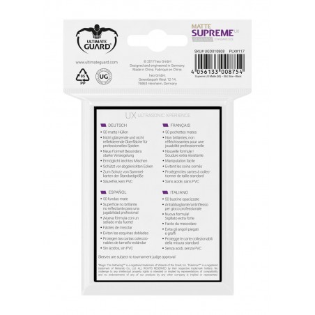 Ultimate Guard Supreme UX Sleeves Fundas de Cartas Tamaño Estándar Negro (50)