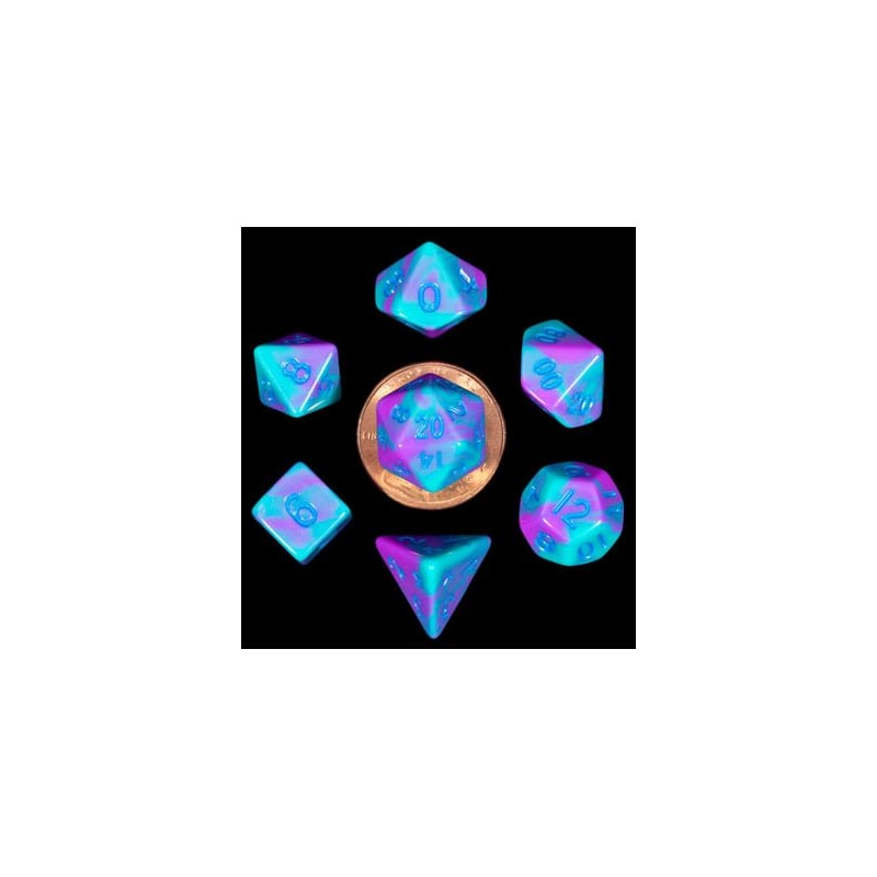 FanRoll Mini Dice Set Turquoise and Purple Marble (7) FanRoll Mini Dice Set Turquoise and Purple Marble (7)
