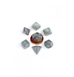 FanRoll Mini Pack de Dados Stardust Gray with Silver Numbers (7)