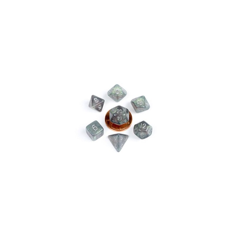 FanRoll Mini Pack de Dados Stardust Gray with Silver Numbers (7)