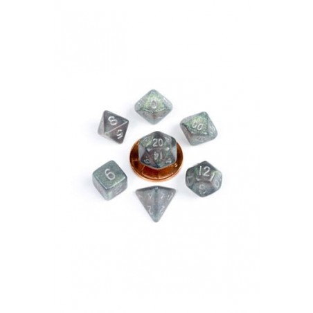 FanRoll Mini Pack de Dados Stardust Gray with Silver Numbers (7)