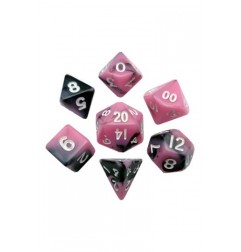 FanRoll Mini Pack de Dados Pink/Black with White Numbers (7)