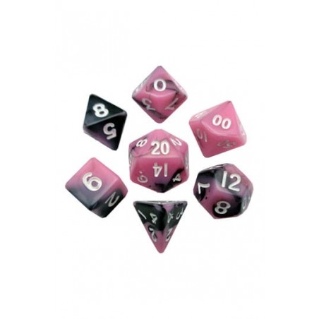 FanRoll Mini Pack de Dados Pink/Black with White Numbers (7)