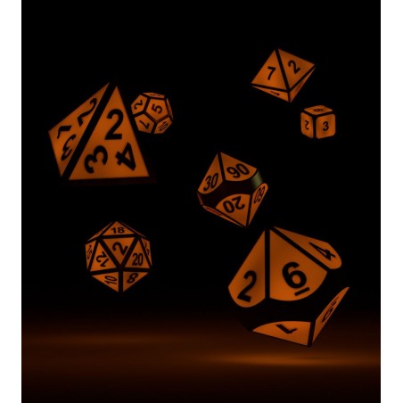 Oakie Doakie Dice Dados RPG-Set Metal Glow in the Dark - Golden Princess (7)