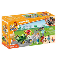 PLAYMOBIL Acción Ambulancia. Ayuda al piloto de Carreras. 70919