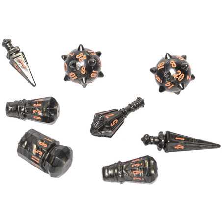 PolyHero Warrior 8 Dice Set Steel Grey