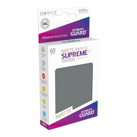 Ultimate Guard Supreme UX Sleeves Fundas de Cartas Tamaño Japonés Gris Oscuro Mate (60)