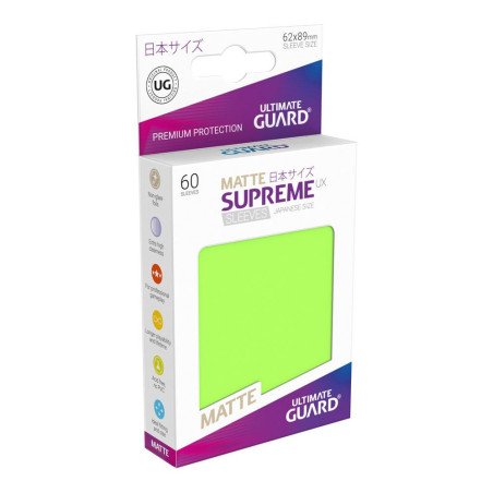 Ultimate Guard Supreme UX Sleeves Fundas de Cartas Tamaño Japonés Verde Claro Mate (60)