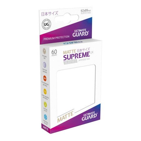 Ultimate Guard Supreme UX Sleeves Fundas de Cartas Tamaño Japonés Blanco Mate (60)