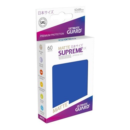 Ultimate Guard Supreme UX Sleeves Fundas de Cartas Tamaño Japonés Azul Mate (60)