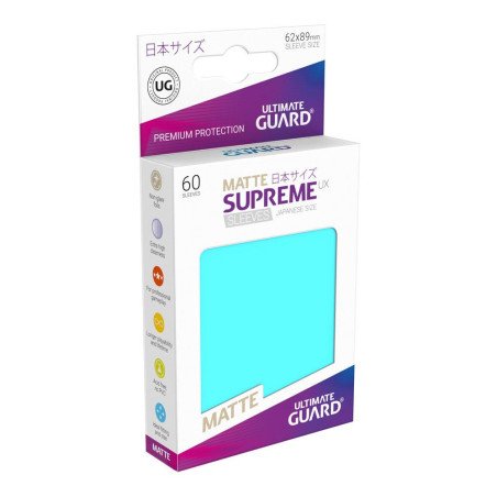 Ultimate Guard Supreme UX Sleeves Fundas de Cartas Tamaño Japonés Aguamarina Mate (60)