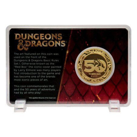 Dungeons & Dragons Moneda 50º Aniversario con Impresión en Color Edición Chapada en Oro de 24K 4 cm