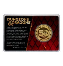 Dungeons & Dragons Moneda 50º Aniversario con Impresión en Color Edición Chapada en Oro de 24K 4 cm