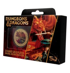 Dungeons & Dragons Moneda 50º Aniversario con Impresión en Color Edición Chapada en Oro de 24K 4 cm