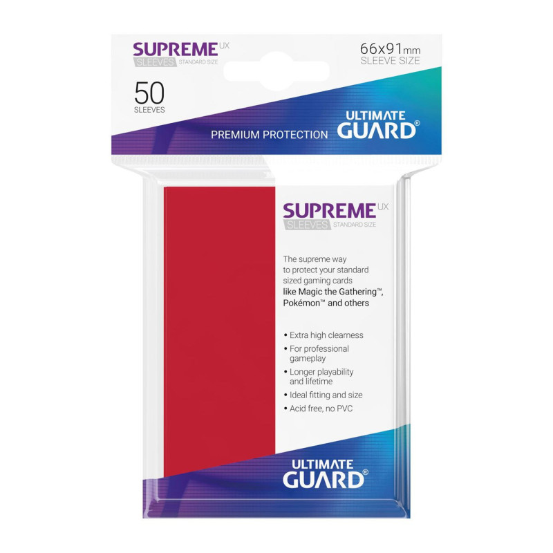 Ultimate Guard Supreme UX Sleeves Fundas de Cartas Tamaño Estándar Rojo (50) Ultimate Guard Supreme UX Sleeves Fundas de Cartas Tamaño Estándar Rojo (50)