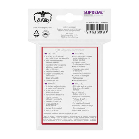 Ultimate Guard Supreme UX Sleeves Fundas de Cartas Tamaño Estándar Rojo (50)