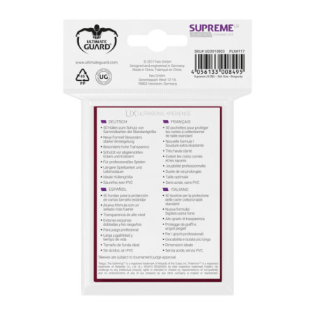 Ultimate Guard Supreme UX Sleeves Fundas de Cartas Tamaño Estándar Borgoña (50)