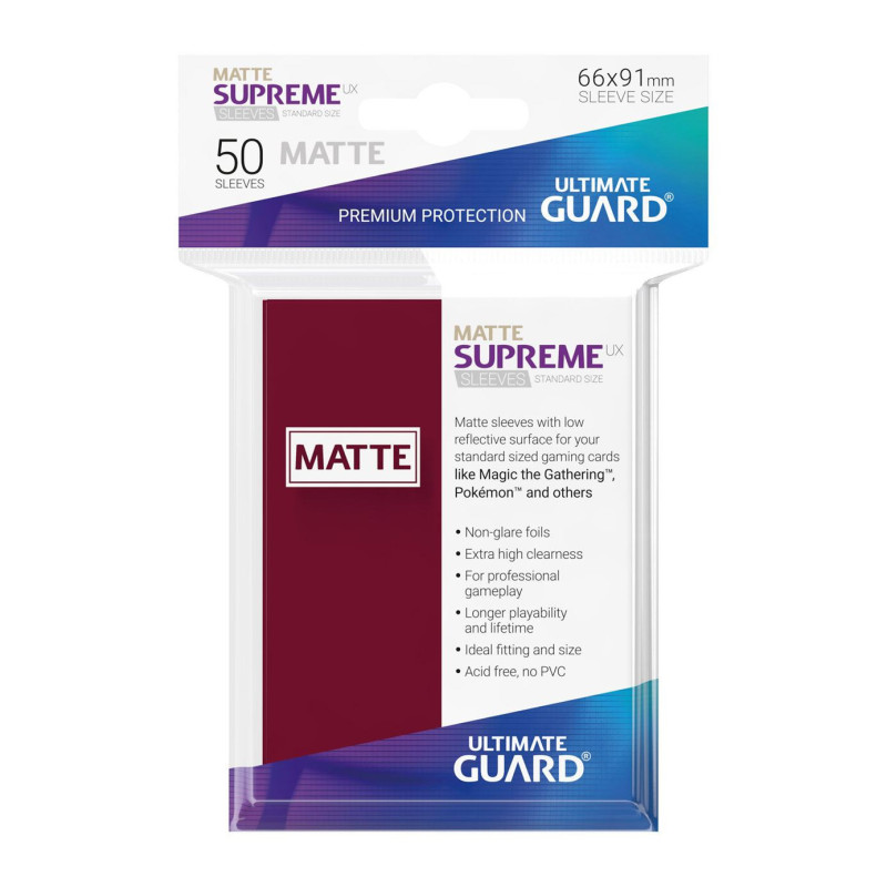 Ultimate Guard Supreme UX Sleeves Fundas de Cartas Tamaño Estándar Borgoña Mate (50) Ultimate Guard Supreme UX Sleeves Fundas de Cartas Tamaño Estándar Borgoña Mate (50)
