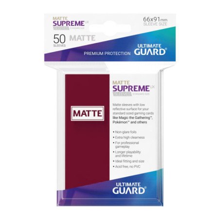 Ultimate Guard Supreme UX Sleeves Fundas de Cartas Tamaño Estándar Borgoña Mate (50)