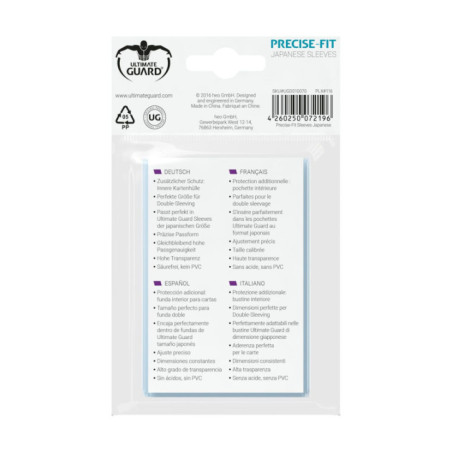 Ultimate Guard Precise-Fit Sleeves Fundas de Cartas Tamaño Japonés Transparente (100)