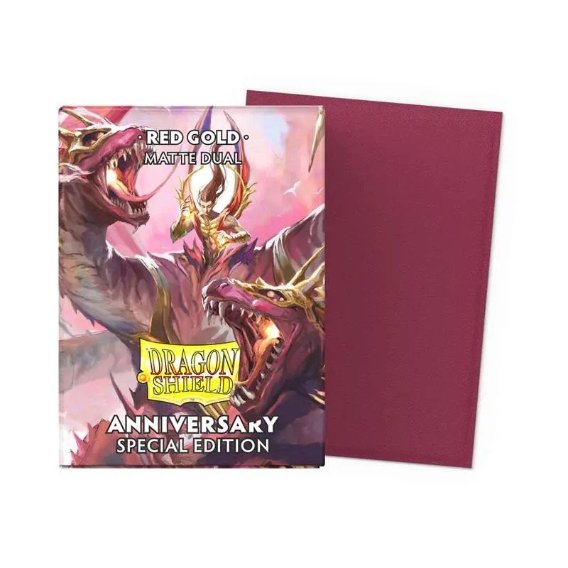 Dragon Shield Dual Matte Red/Gold Sleeves – Anniversary Edition (100 Sleeves)